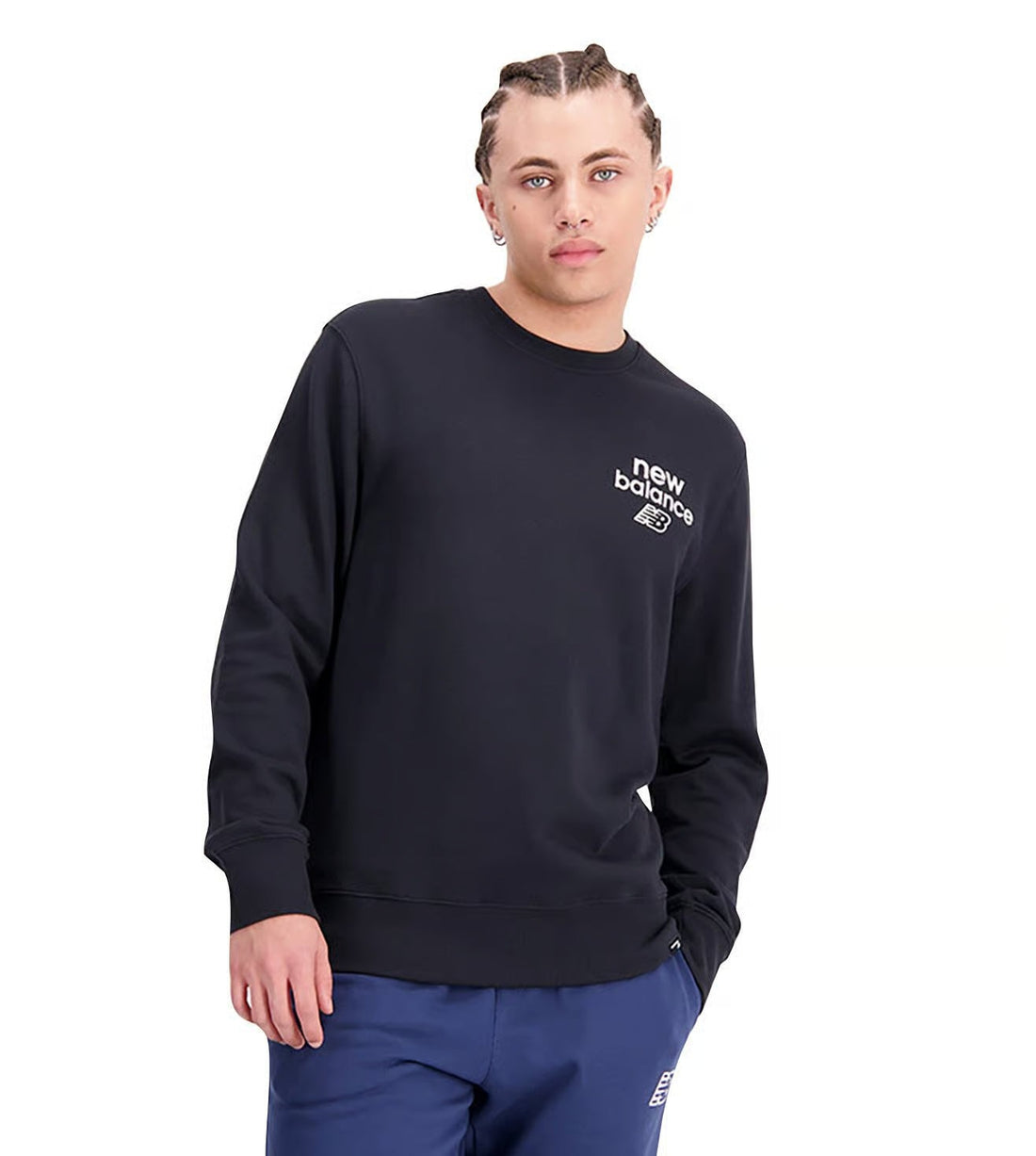 New Black Cotton Solid Regular Fit Sweatshirt
