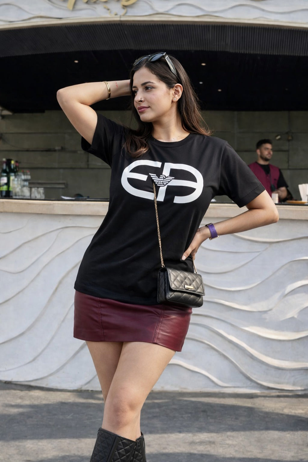 Women's Classy Eagle logo HD-print pure cotton T-shirt