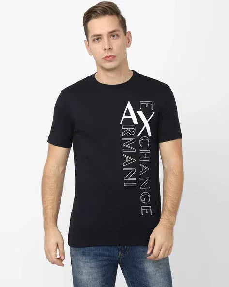 Graphic White Logo Print Regular Fit Crew-Neck T-shirt