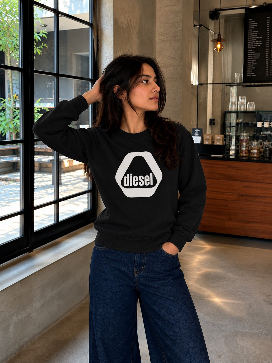 Silver Hexa Black Graphic Sweatshirt