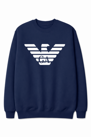 Eagle logo-print navy blue cotton sweatshirt