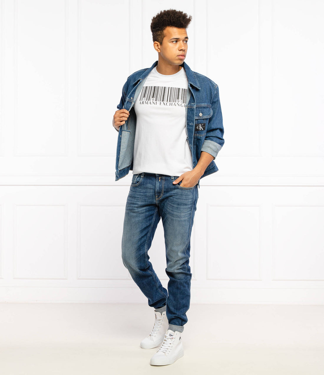 White Barcode Style T-SHIRT