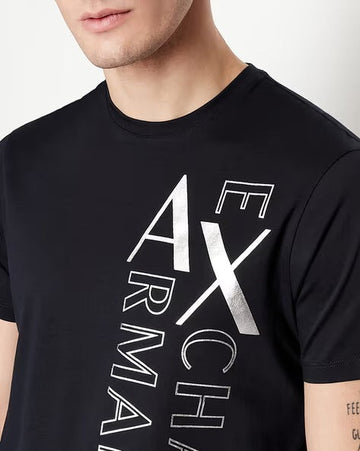 Contrasting Silver Logo Print Crew-Neck T-Shirt