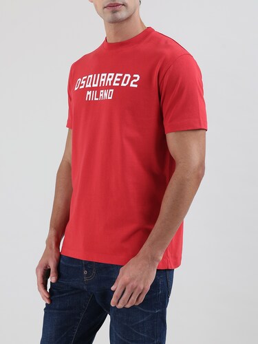 DSQUARED2 men red basic logo cool fit t-shirt