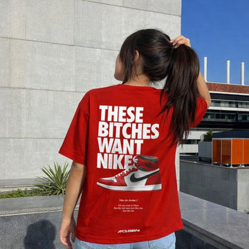 Myugen Nike Bitches Oversized T-shirt Red