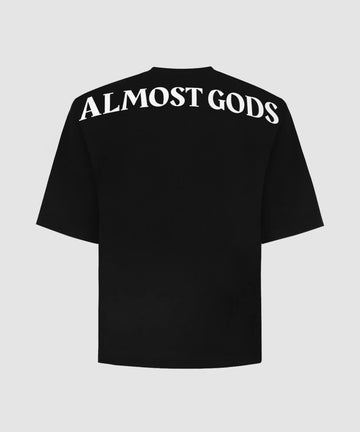Logo Drop Shoulder Tee in Black