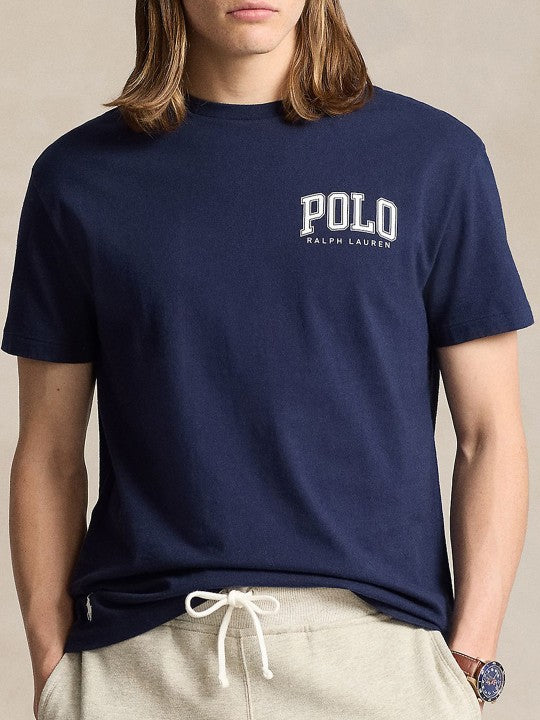 Men Typography Printed Round Neck Cotton Navy T-shirt