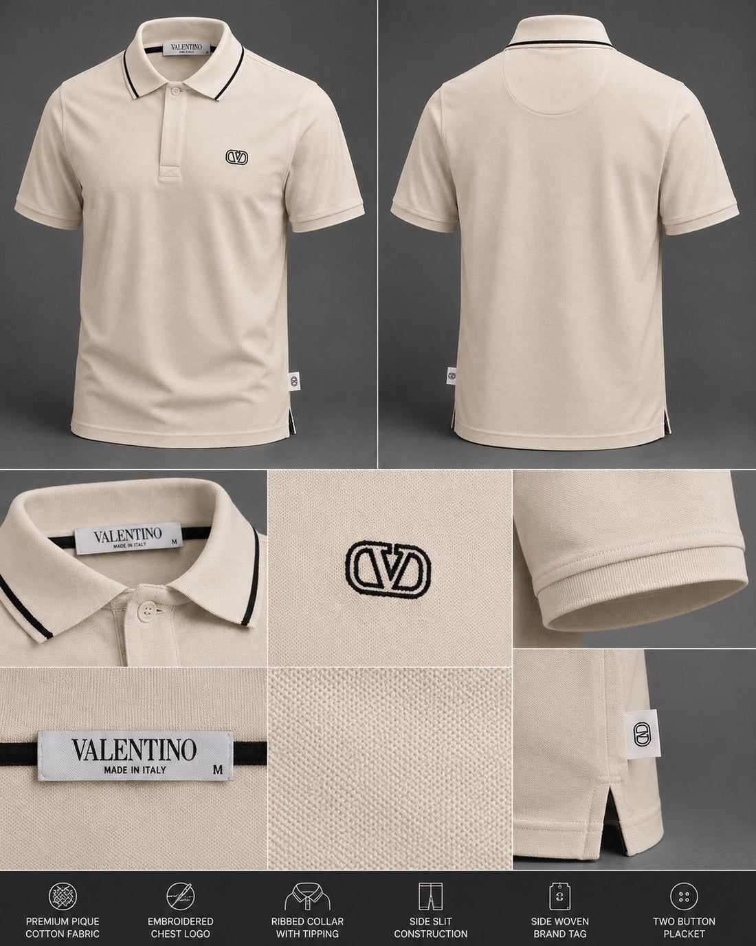 Ecru Pique Polo Off White