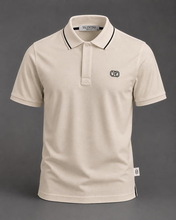 Ecru Pique Polo Off White