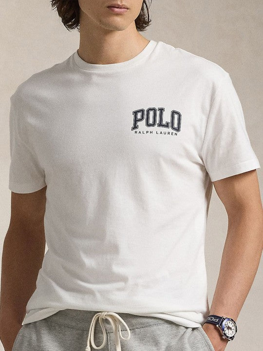 Basic Logo Printed Cotton Custom Regular-Fit White T-Shirt